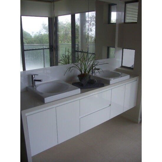 Bathroom with White Cabinet — Bathroom renovations in Cooroy in Cooroy in Cooroy, QLD