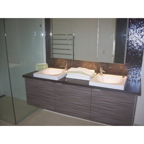 Triple Bathroom Sink with bottom Cabinet — Bathroom renovations in Cooroy in Cooroy in Cooroy, QLD