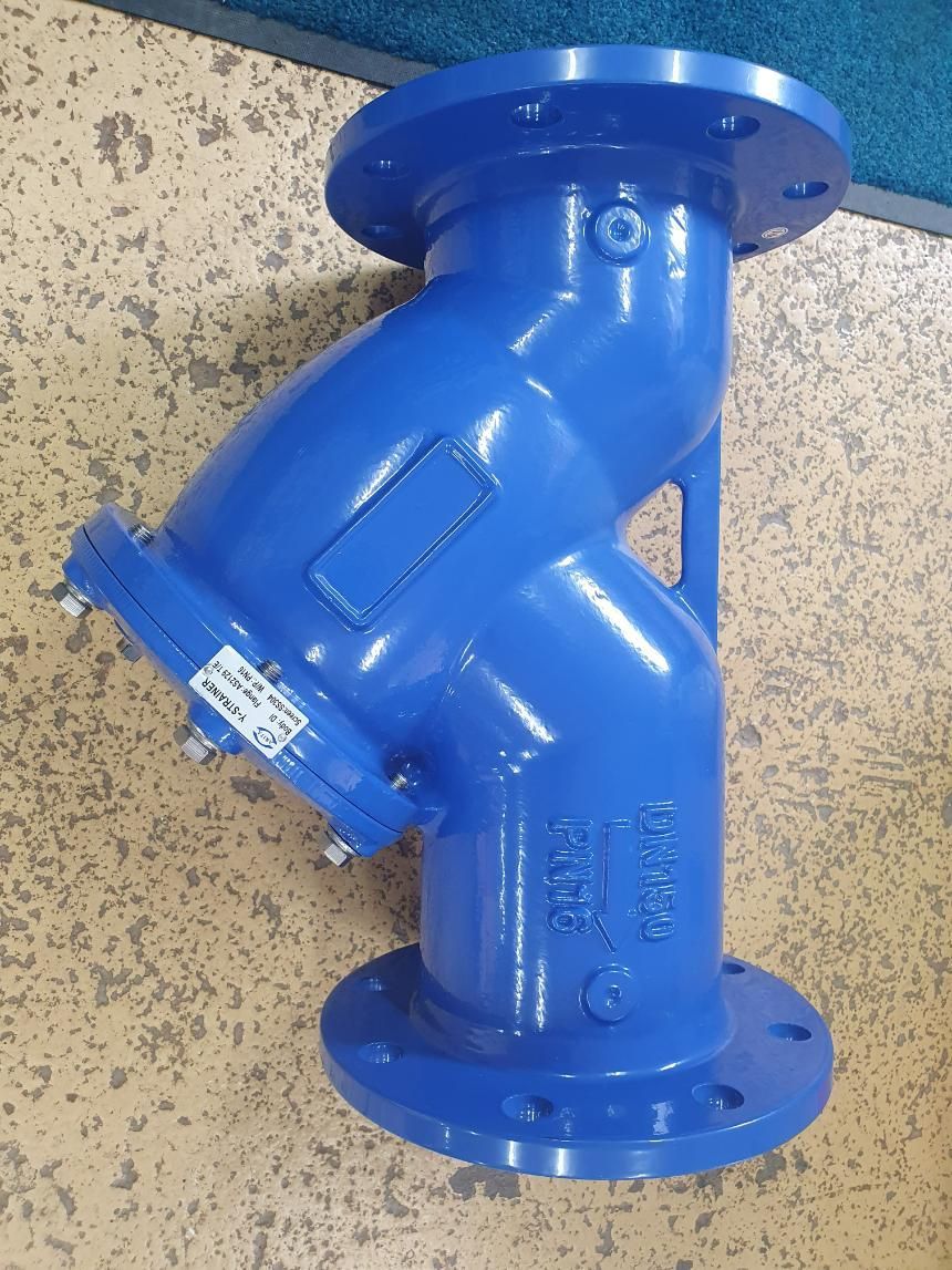 Blue Pipe With a Flange is Sitting on the Floor — Peel Irrigation & Water Supplies in Taminda, NSW