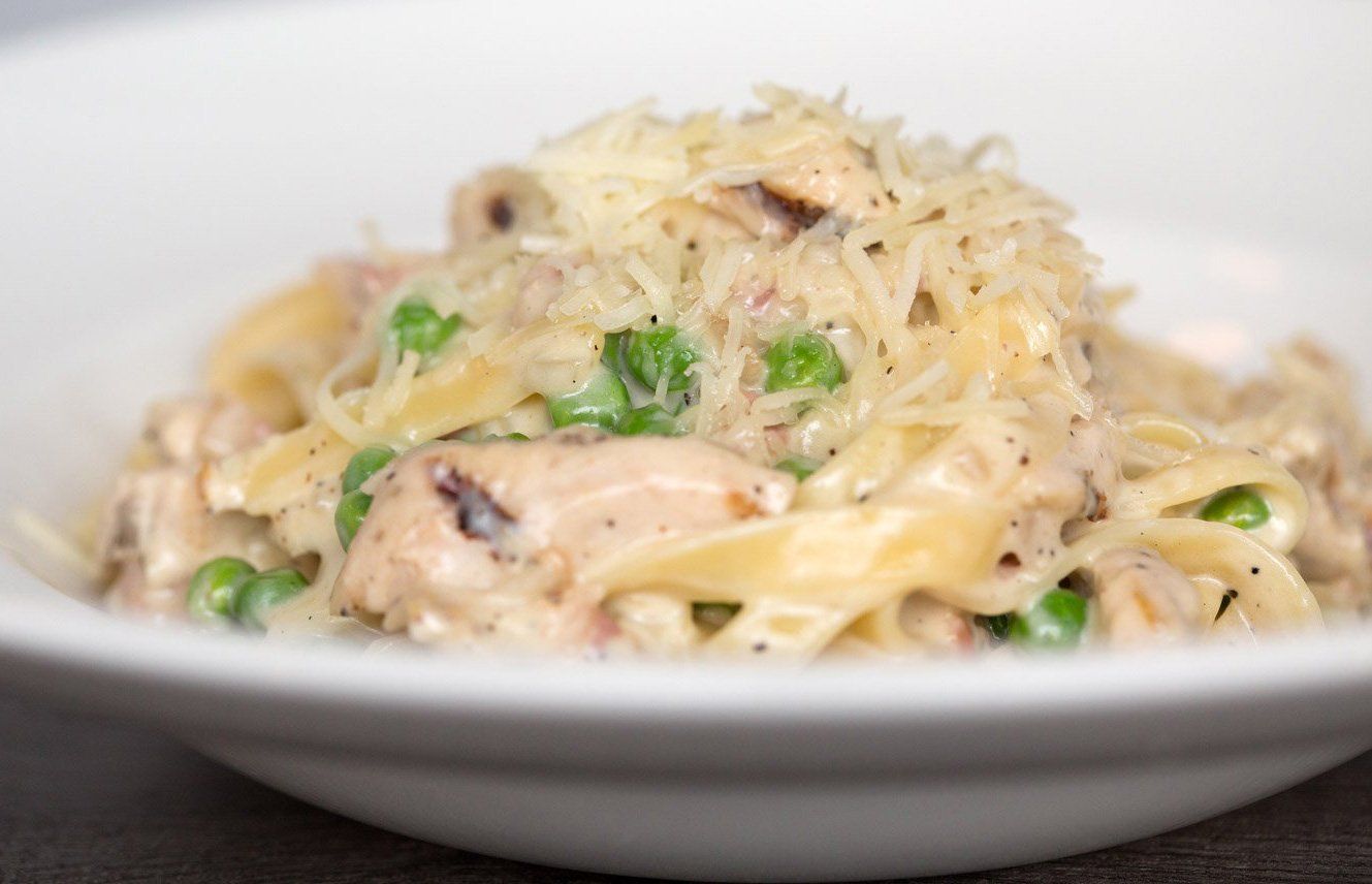 Fettuccine carbonara from Social Eatery Winston Churchill in Mississauga