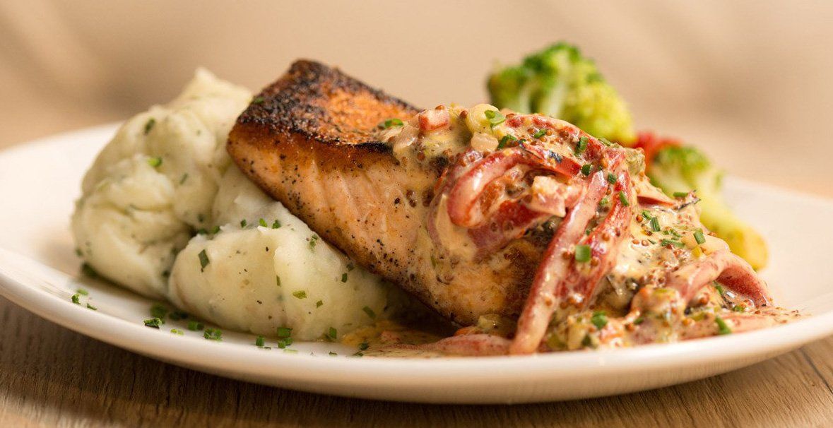 Salmon from Social Eatery Winston Churchill in Mississauga