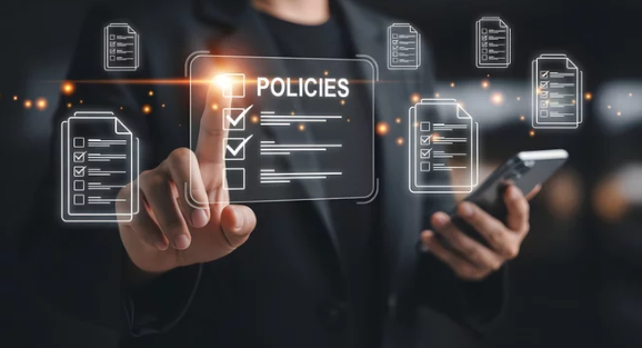 3d image showing policy forms to approve