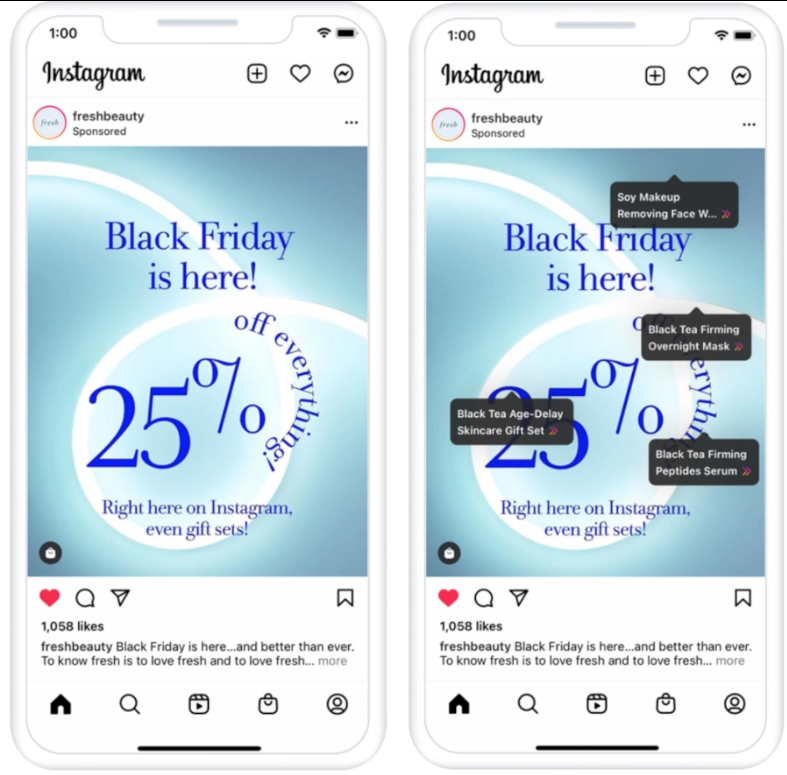 Instagram ad for Black Friday on mobile phone