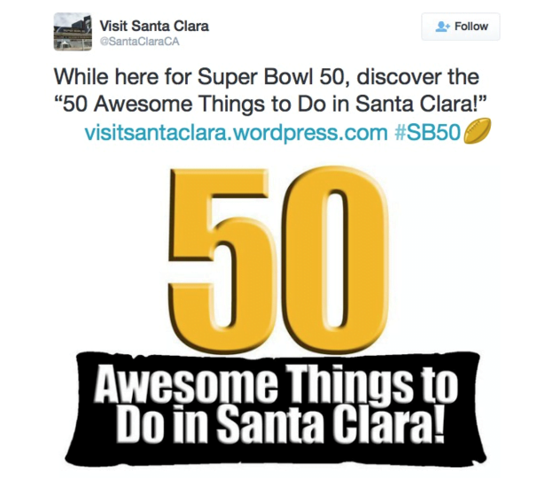 50 awesome things to do in Santa Clara Twitter ad