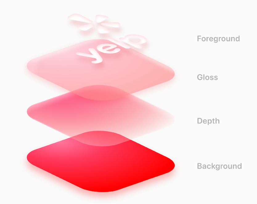 Yelp logo in layers