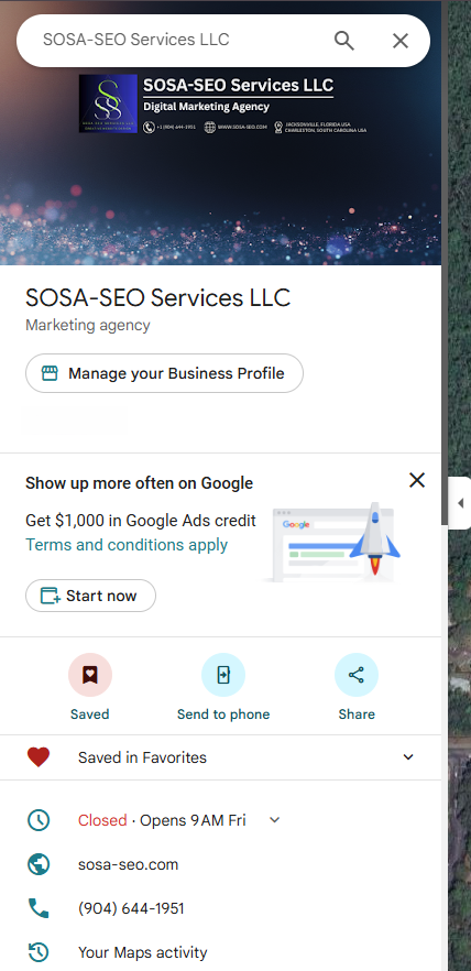 GMP Banner for SOSA-SEO business