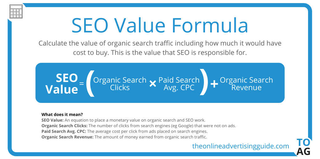 an equation to place a monetary value on organic search and SEO work