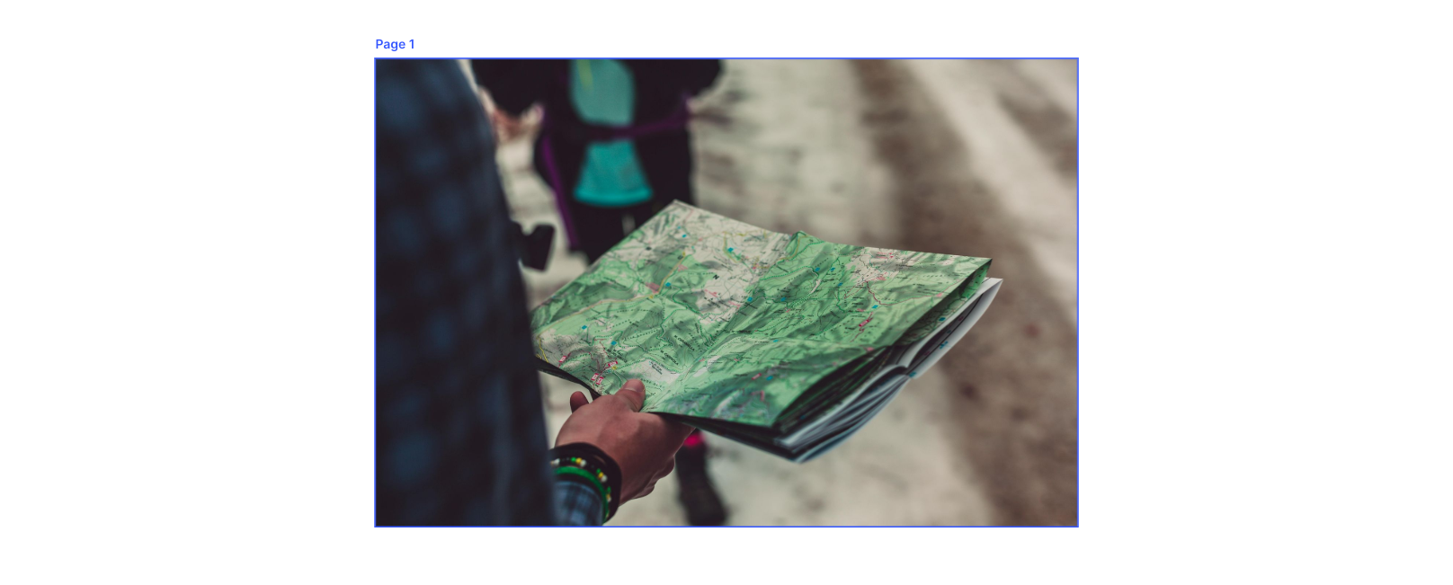 folded up map showing mountain terrain