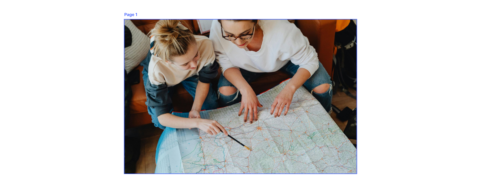 women tracking a route on a map