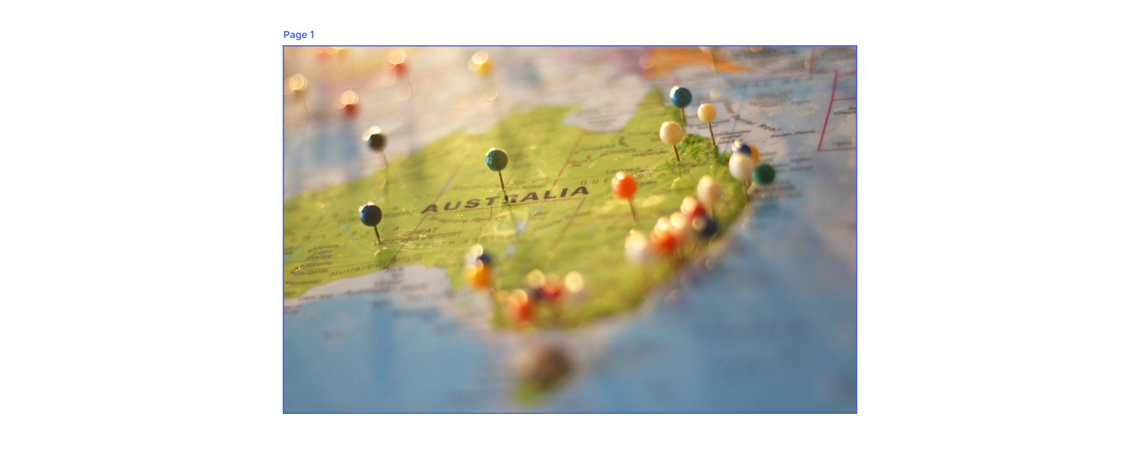 map of Australia with pins