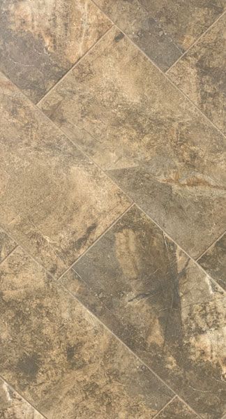 A close up of a brown tile floor with a diagonal pattern.