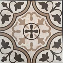 A tile with a floral pattern and a cross in the middle.