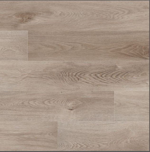 A close up of a wooden floor with a gray border