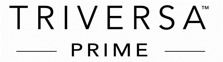 The triversa prime logo is black and white on a white background.