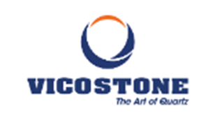 A logo for vicostone the art of quartz