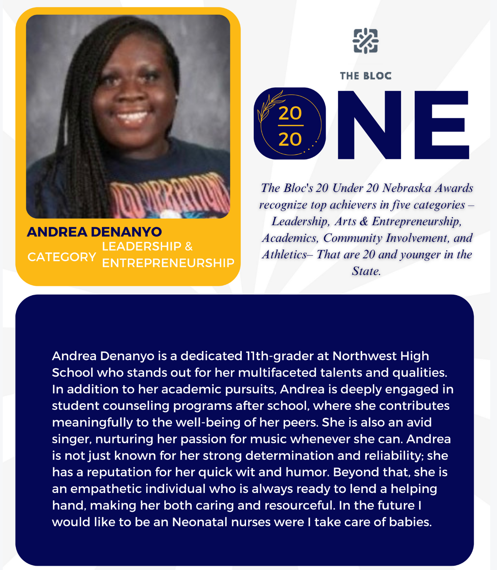 A poster with a picture of andrea denanyo on it