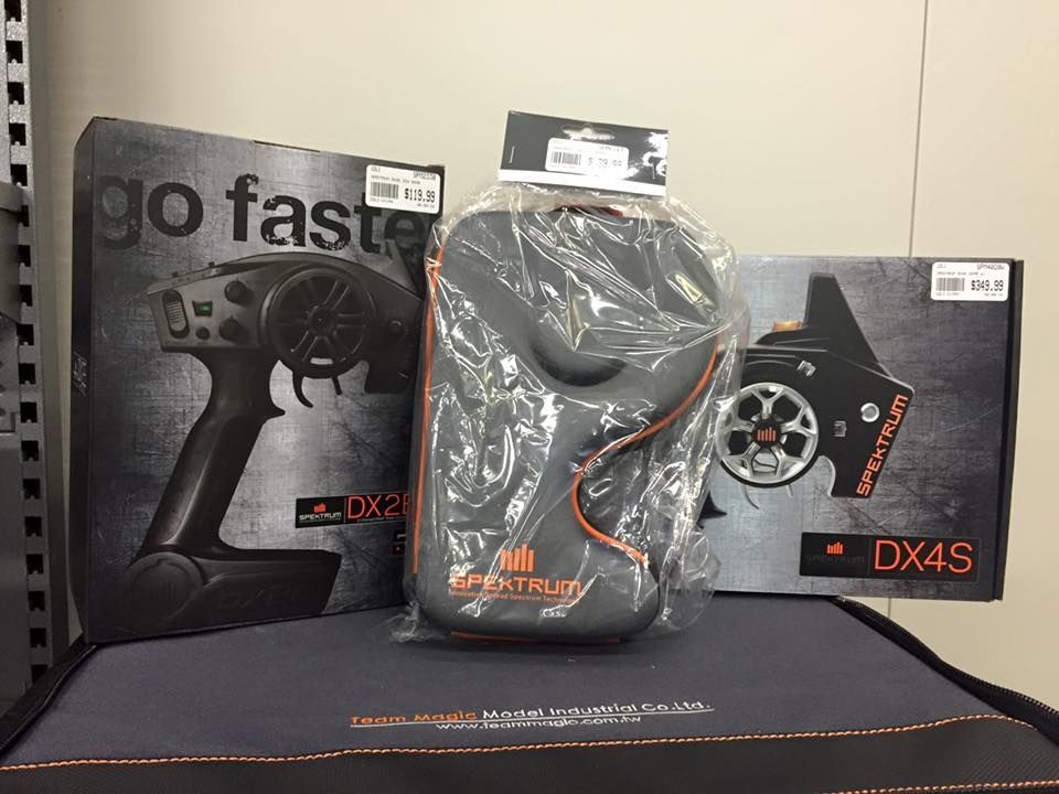 RC Car Radio Transmitters And Case On A Store Shelf — Midtown Hobbies In Lismore, NSW