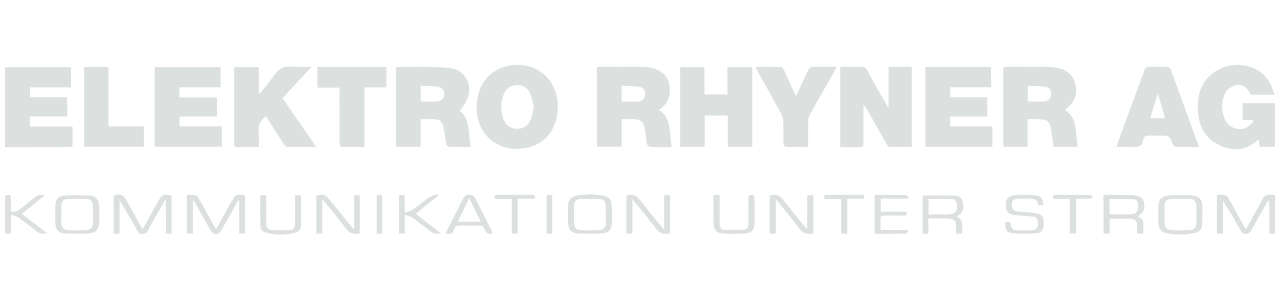 Das Logo für die Kommunikation der Elektro Rhyner AG unter Strom