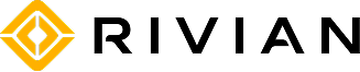 Rivian logo: a yellow diamond-shaped compass icon next to the word RIVIAN in black, sans-serif font.