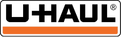 U-Haul logo consisting of black text on a white background with an orange horizontal stripe at the bottom.