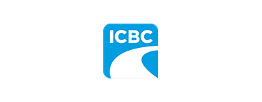 The blue ICBC logo with white lettering and a stylized white road graphic.