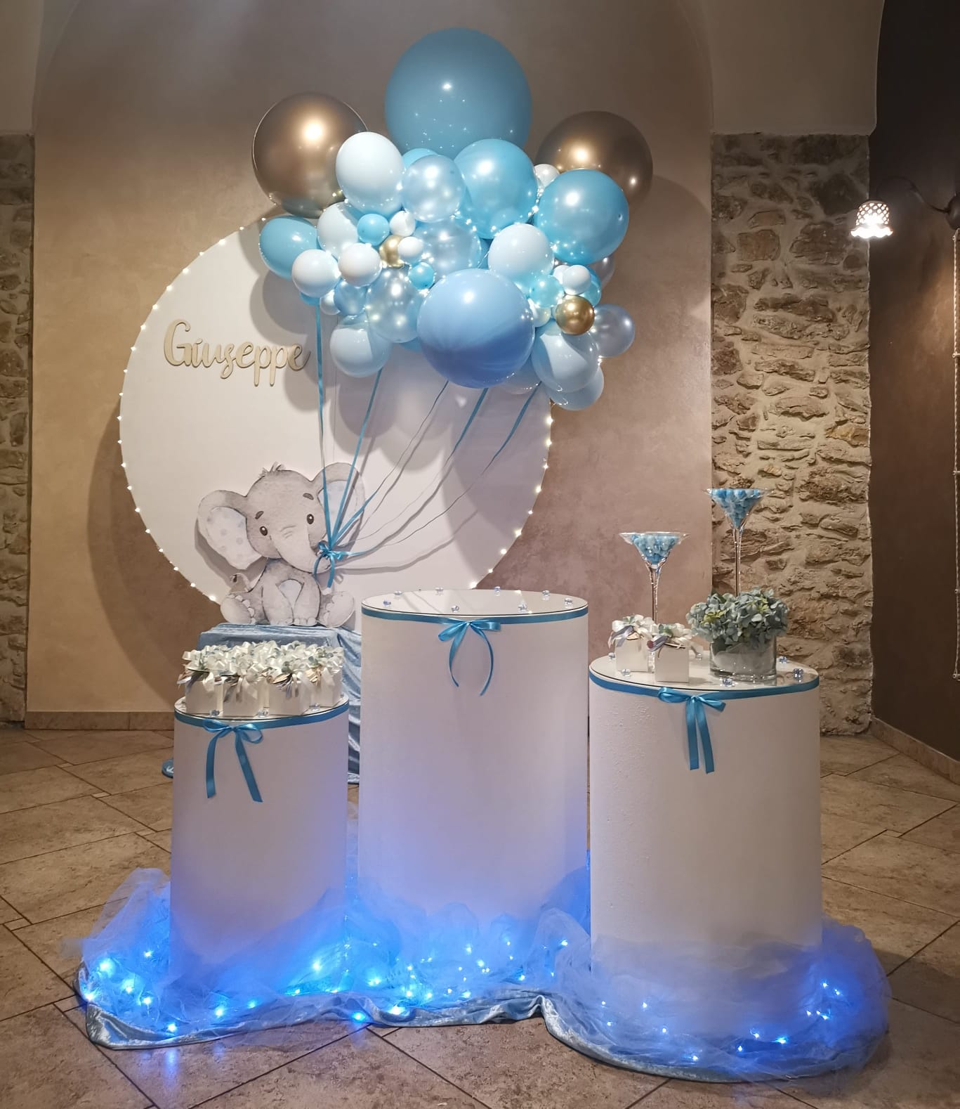 palloncini blu per festa battesimo