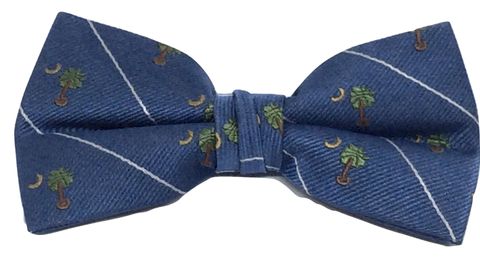 Blue silk men's bow tie