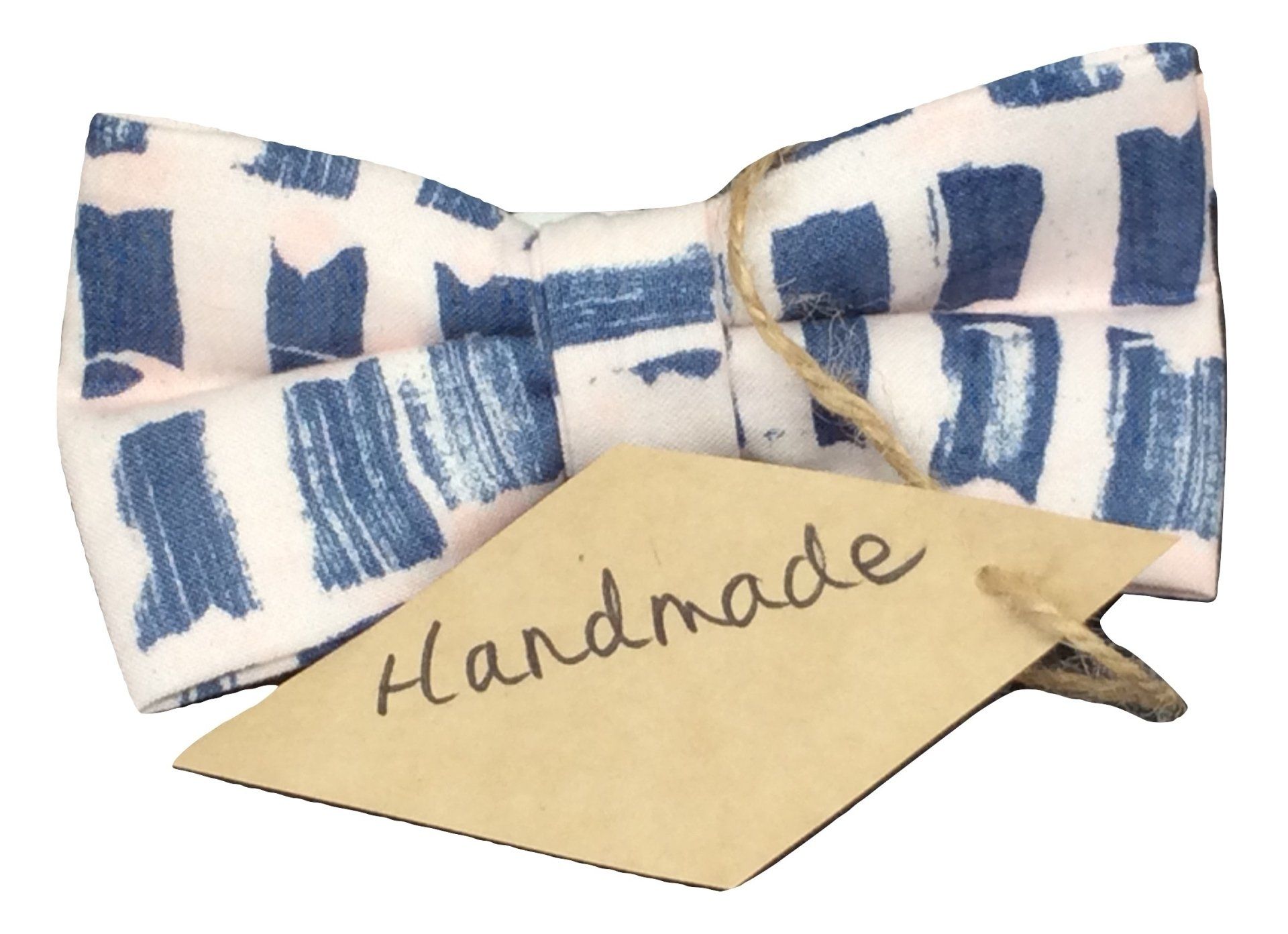 Men's pink and blue cotton bow tie