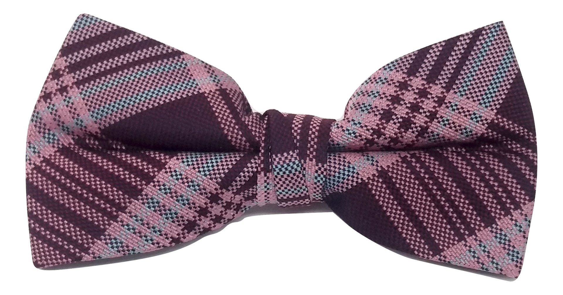 Men's bow tie 100% silk in burgundy and pink