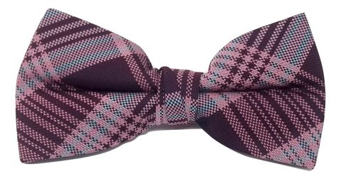 Pink and burgundy silk men's bow tie
