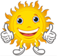 A cartoon sun with arms and legs is giving a thumbs up. | Friendly Auto Centers