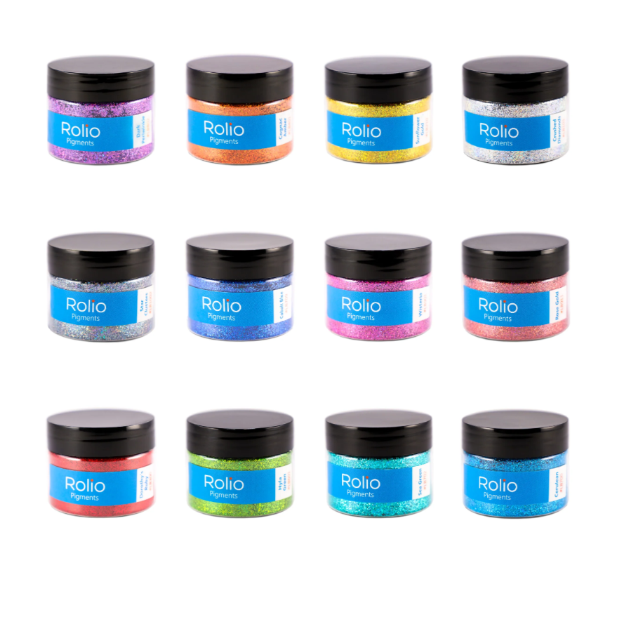 12 jars of pure glitter mica powder set