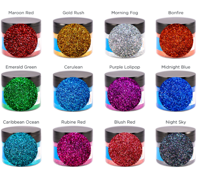 12 vibrant glitter set closeup picture