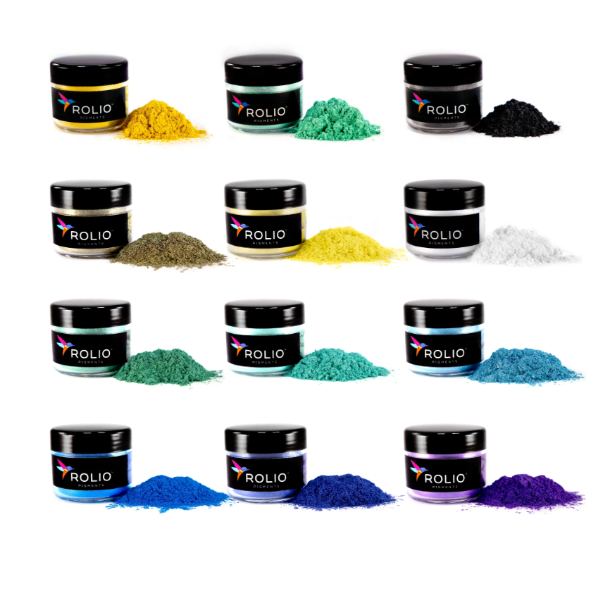 12 jars of mica powder, colors summer mountains