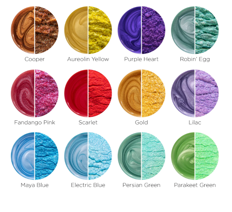 Dry powder vs in use epoxy tints, 14 Pastel colors,2