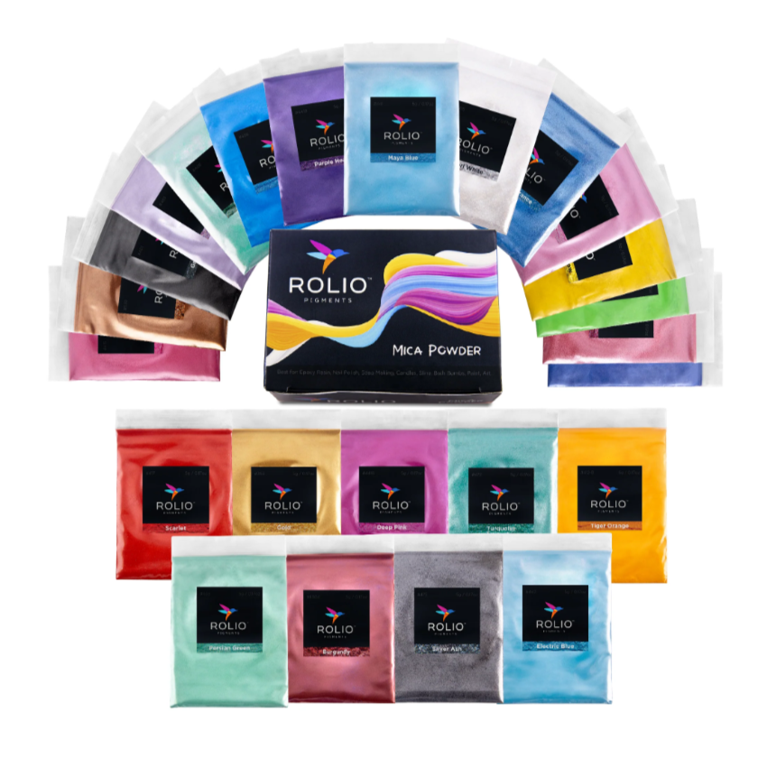 Mica Powder used for Epoxy Pigment, 24 Pearlescent colors in resealable bags