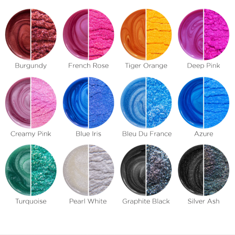 Dry powder vs in use epoxy tints, 14 Pastel colors,1