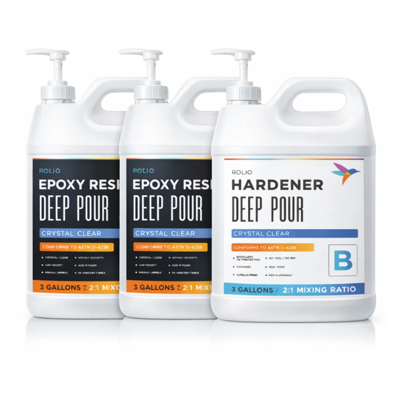 3 Gal kit of deep pour epoxy resin including the hardener. 3 containers