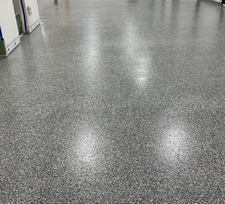 Wasilla Commercial Shop Epoxy Floor, Full Broadcast 1/4