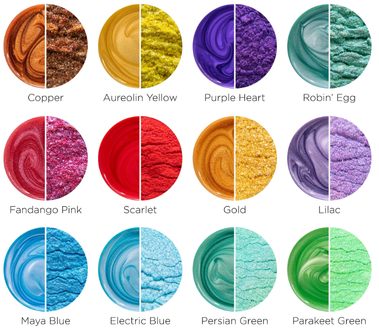 Dry powder vs in use epoxy tints, 14 Original colors,2