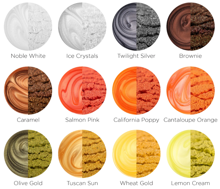 Dry powder vs in use epoxy tints, 14 Pastel colors,1