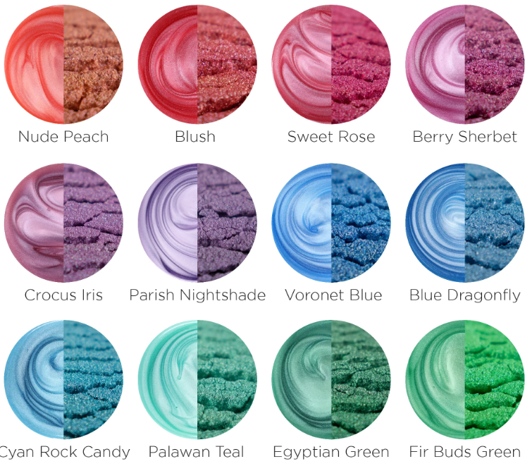 Dry powder vs in use epoxy tints, 14 Pastel colors,2