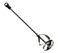 Mixing paddle for paint or epoxy, with a spiral mixing head and long handle.
