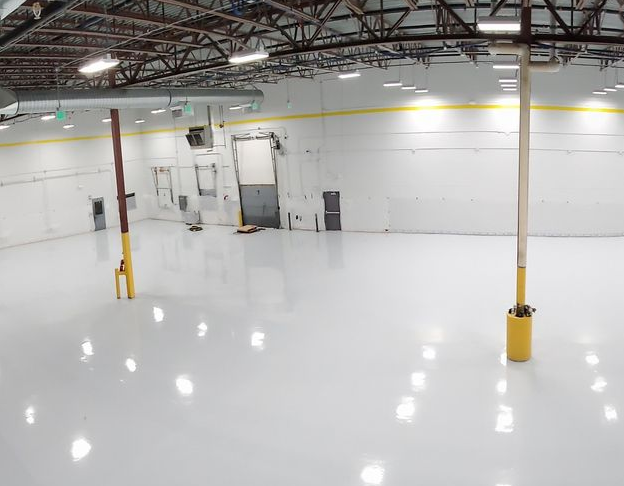 Wasilla Warehouse Light Gray Solid Color Epoxy with anti-skid topcoat