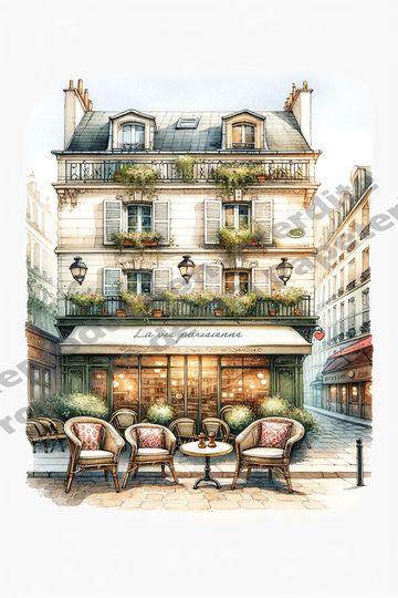 image d'une  aquarelle café de paris