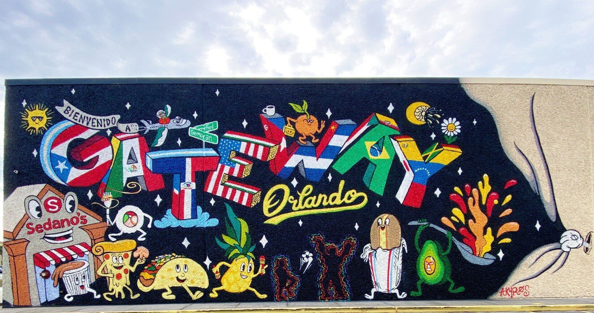 Gateway Orlando District Mural titled Diverse Pallet at Sedanos on Semoran Blvd.