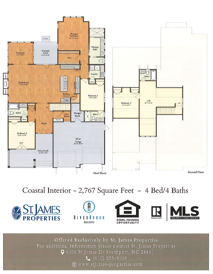 Coastal Interior Floor Plan of Reserve Club Cottages in St. James Plantation