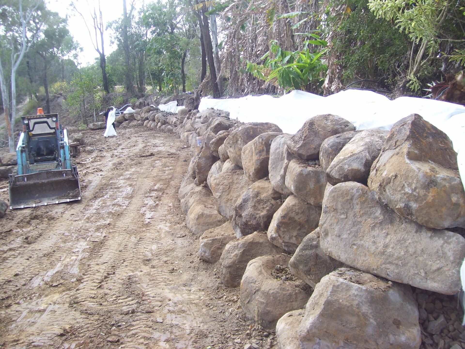 Large Rock Wall in Progress — A1 Rock This City Truck & Dog Hire In Good Night QLD