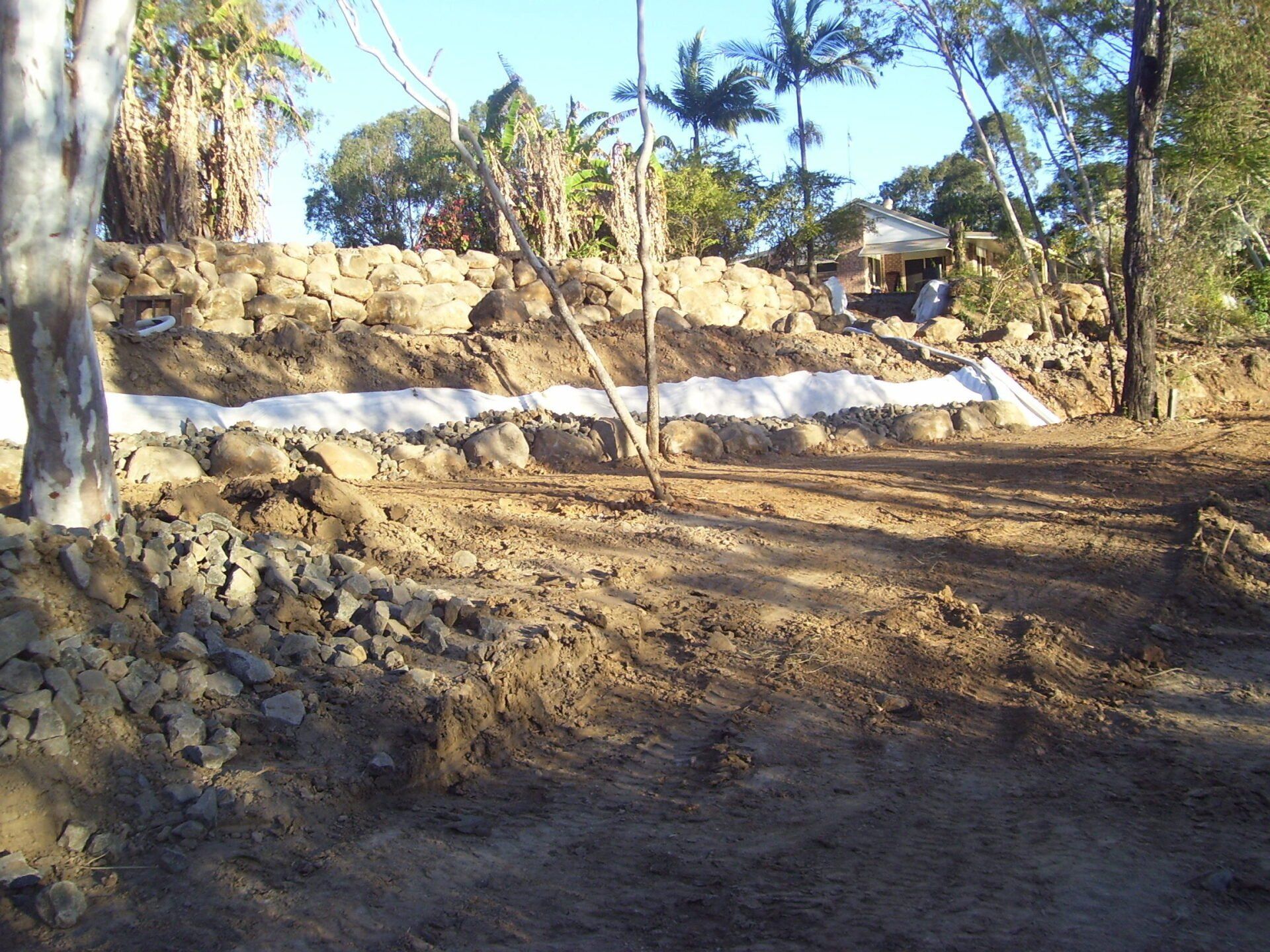 Rock Wall in Progress — A1 Rock This City Truck & Dog Hire In Good Night QLD