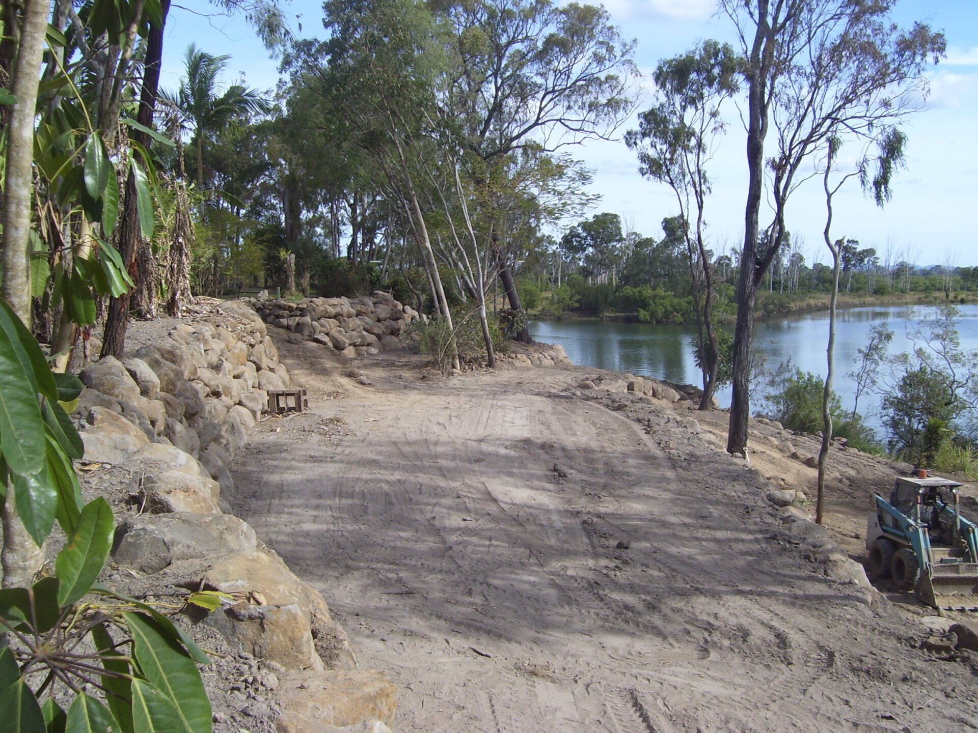 Completed Rock Wall Beside Lake — A1 Rock This City Truck & Dog Hire In Good Night QLD
